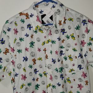 Grateful Dead Bear Button Down Casual Shirt Sz L